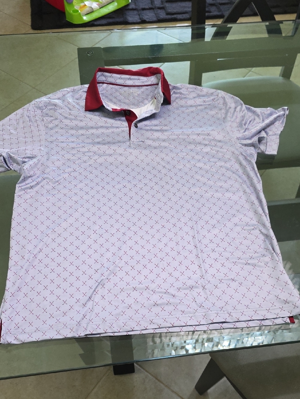 Men's Short-Sleeve Polo with Red Contrast Collar